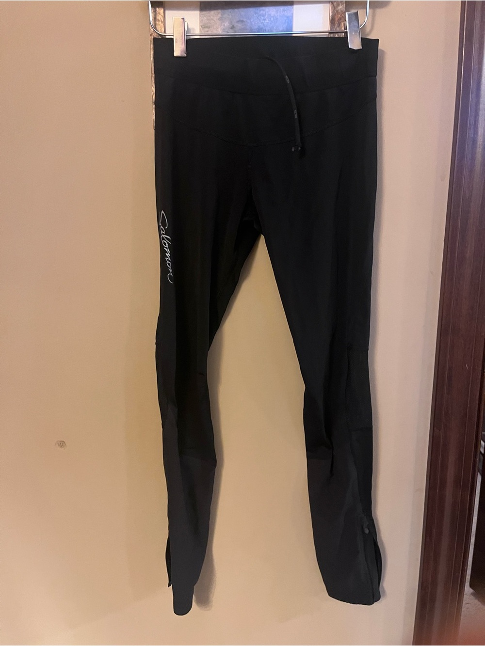 Salomon Women Black Athletic Leggings with Side Logo